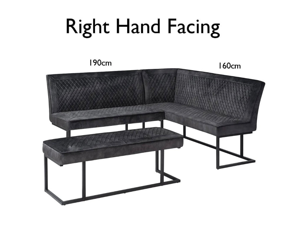 Nova Corner Velvet Bench - Right Hand Facing