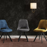 Leon Velvet Swivel Dining Chairs With Black Metal Legs - Pairs - 3 Colours