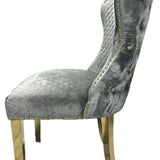 Arianna Marble & Gold Dining Table With Valente Gold Lion Knocker Velvet Chairs
