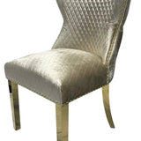 Arianna Marble & Gold Dining Table With Valente Gold Lion Knocker Velvet Chairs