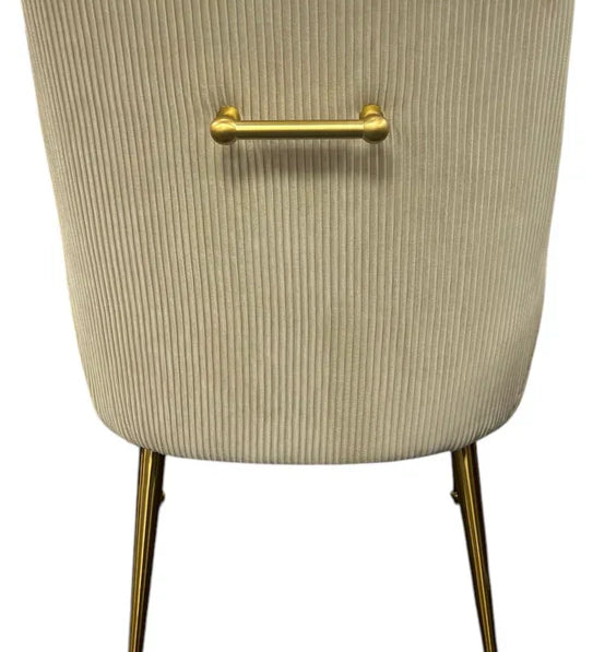 Milan Gold Handle Knocker Plush Velvet Dining Chair Gold Legs In 2 Colours