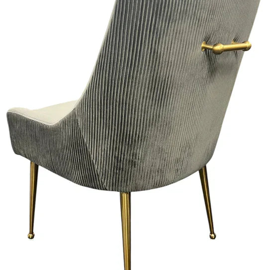 Milan Gold Handle Knocker Plush Velvet Dining Chair Gold Legs In 2 Colours