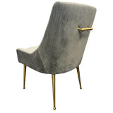 Milan Gold Handle Knocker Plush Velvet Dining Chair Gold Legs In 2 Colours