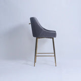 Milano Dark Grey Ribbed Velvet Bar Stools Gold Legs