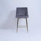 Milano Dark Grey Ribbed Velvet Bar Stools Gold Legs