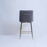 Milano Dark Grey Ribbed Velvet Bar Stools Gold Legs