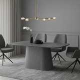 Davos 180cm Oval Grey Ceramic Marble Dining Table