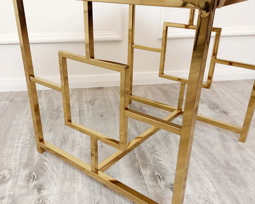 Geo Gold Lamp Side Table with Polar White Sintered Top-Esme Furnishings