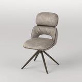 Loco Vintage Latte PU Leather Swivel Side Dining Chairs - Pairs