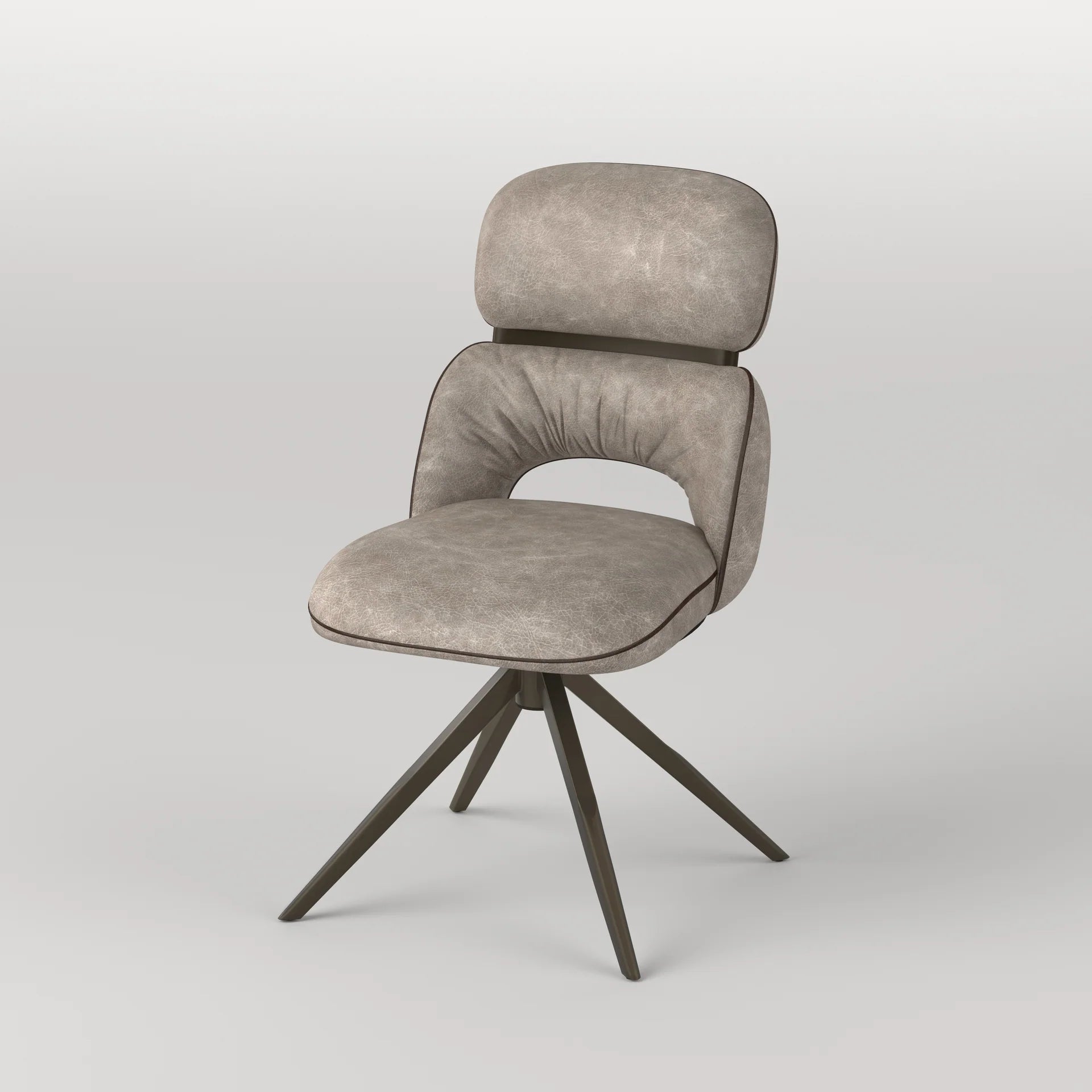 Loco Vintage Latte PU Leather Swivel Side Dining Chairs - Pairs