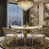 Sofia Cream Gold Marble Dining Table with Porado Chairs