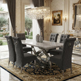 Elina Grey Marble Dining Table With Sofia Grey Chairs