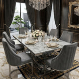 Elina Grey Marble Dining Table with Lasco Grey Chairs