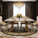 Ravello 160cm Black & Gold Dining Table Set with Victoria Lion Knocker Chairs