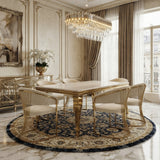 Sofia Cream Gold Marble Dining Table with Porado Chairs