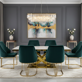 Elina 180cm Gold Marble Dining Table Set with Lasco Gold Chairs