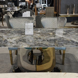 Madrid 200cm Gold Dining Table With Monarch Leather Gold Chairs