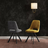 Leon Velvet Swivel Dining Chairs With Black Metal Legs - Pairs - 3 Colours