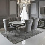 Sofia Grey Marble Dining Table with Henley Knocker Chairs