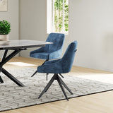 Giorgio Swivel Velvet Dining Chairs With Black Metal Base in 3 Colours - Pairs