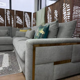 Berlin Sofa Grey Velvet Gold Trim Corner Sofa