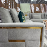 Berlin Sofa Grey Velvet Gold Trim Corner Sofa