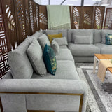 Berlin Sofa Grey Velvet Gold Trim Corner Sofa