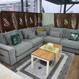 Berlin Sofa Grey Velvet Gold Trim Corner Sofa