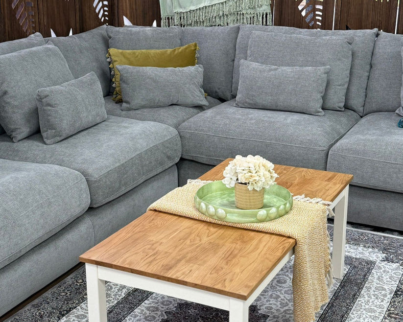 Berlin Sofa Grey Velvet Gold Trim Corner Sofa