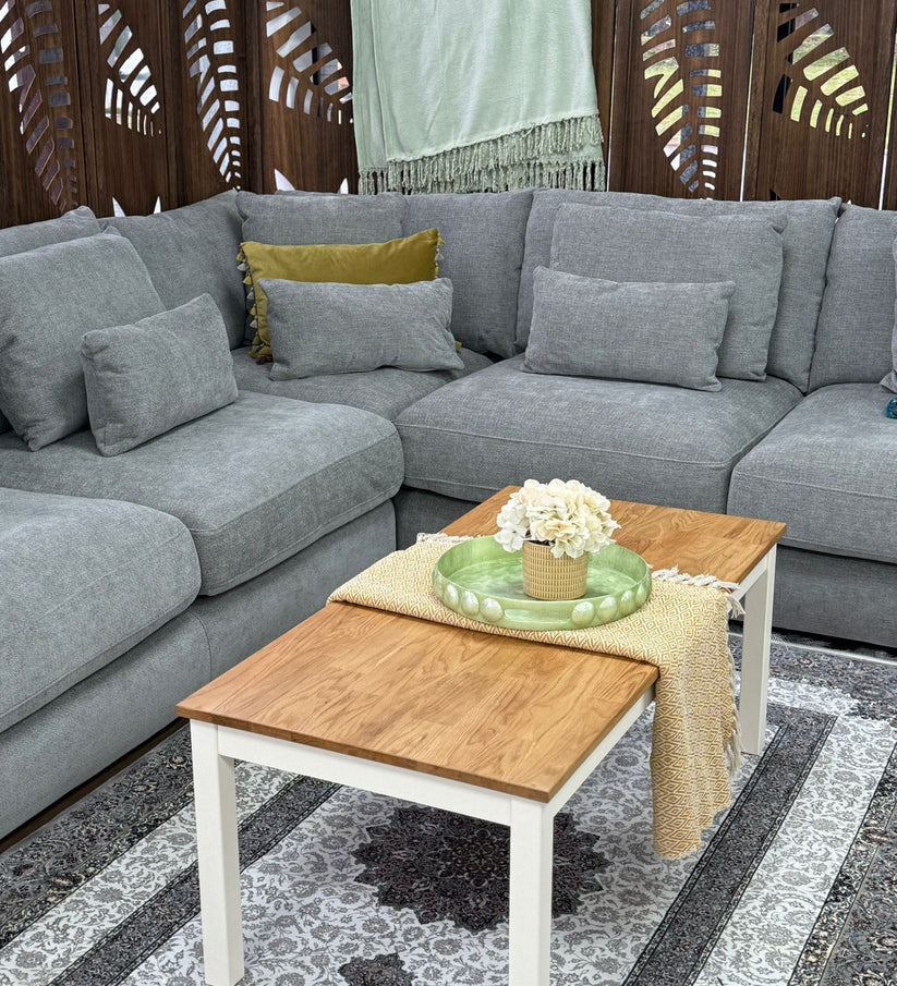 Berlin Sofa Grey Velvet Gold Trim Corner Sofa