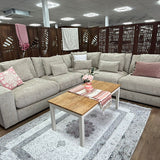 Berlin Sofa Beige Velvet Gold Trim Corner Sofa