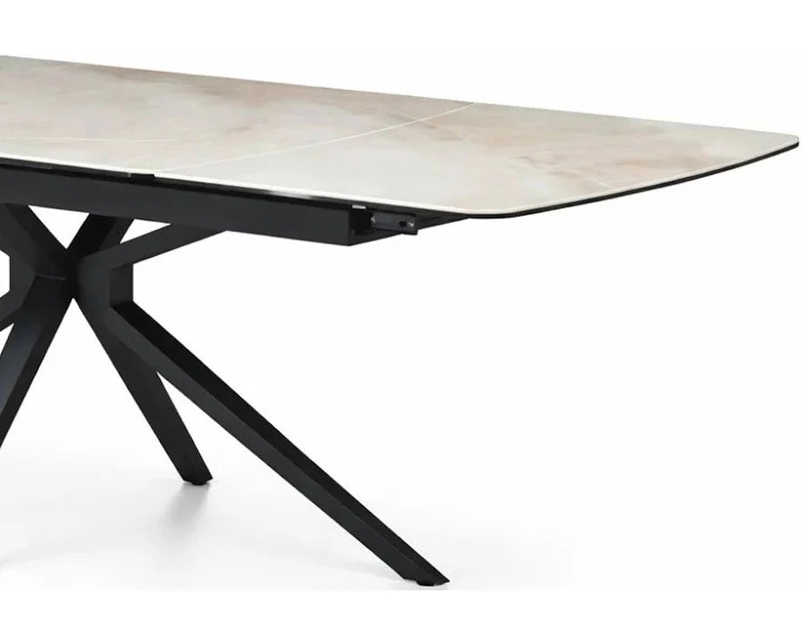 Montrose 180–240cm Whisper Jade Gold Ceramic Marble Extending Dining Table