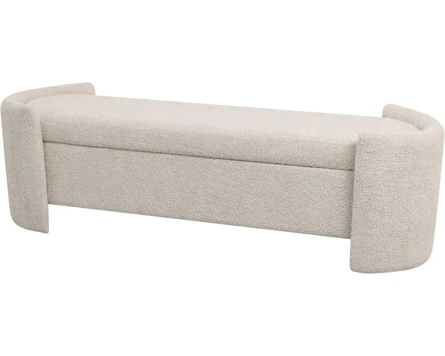 Libra Interiors Waverly Bench in White-Taupe Boucle