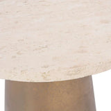 Libra Interiors Clifton II Side Table in Antique Brass and Travertine