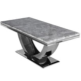 Arial Marble & Chrome Dining Table With Santos Velvet Chairs