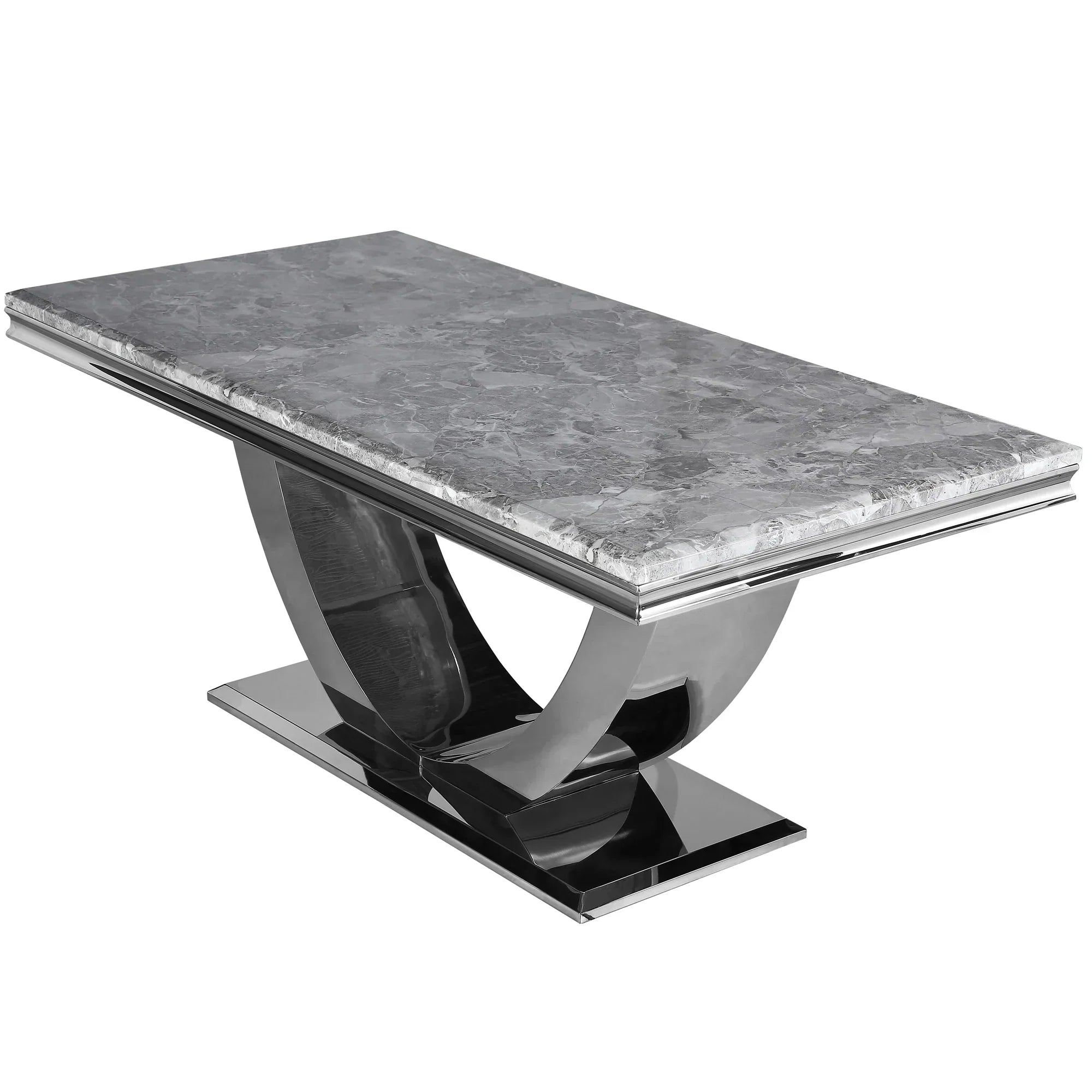 Arial Marble & Chrome Dining Table With Santos Velvet Chairs