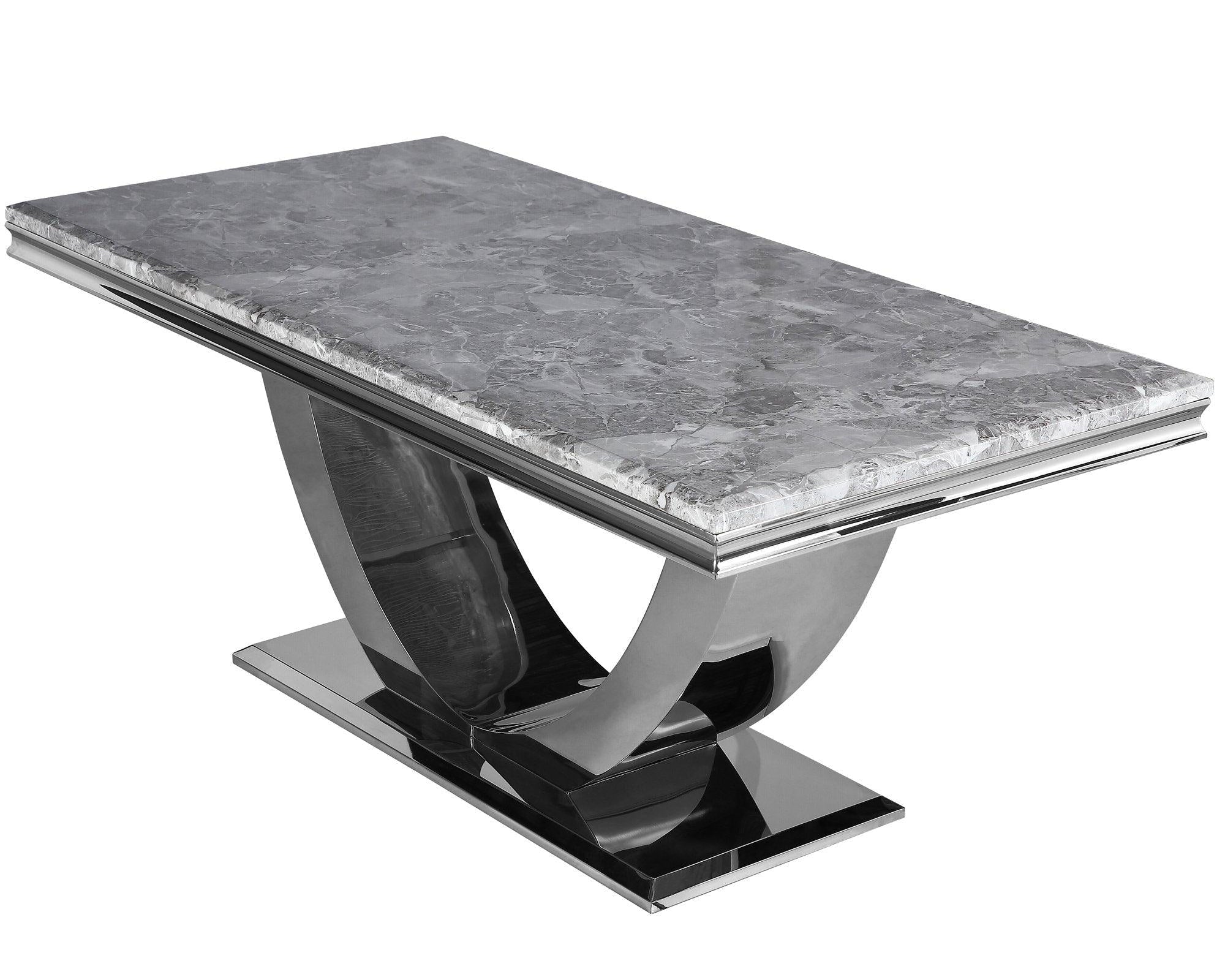 Arial 200CM Marble & Chrome Dining Table - 4 Colours-Esme Furnishings