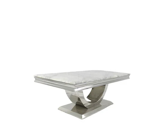Arial 120cm Marble & Chrome Coffee Table - 6 Colours
