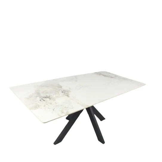 Phoenix 180cm White Ceramic Marble Fixed Dining Table