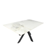Phoenix 150cm White Ceramic Marble Fixed Dining Table