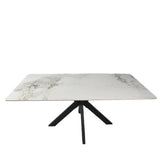 Phoenix 150cm White Ceramic Marble Fixed Dining Table