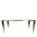 Mayfair 180CM Gold Marble Dining Table With Lucy Gold Ring Knocker Quilted Dining Chairs