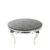Louis 130cm Marble Round Dining Table + Lucy Slim Quilted Lion Dining Chairs