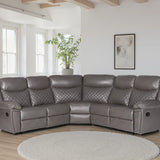 Maya Grey PU Leather Corner Quilted Recliner Sofa