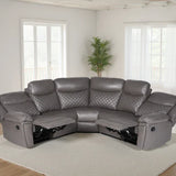 Maya Grey PU Leather Corner Quilted Recliner Sofa