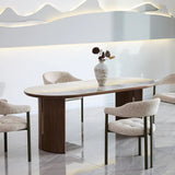 Isabella Oval 200cm Walnut & Pandora Ceramic Marble Dining Table
