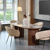 Isabella Oval 200cm Walnut & Pandora Ceramic Marble Dining Table