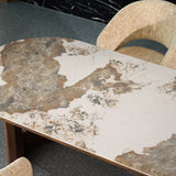 Isabella Oval 200cm Walnut & Pandora Ceramic Marble Dining Table
