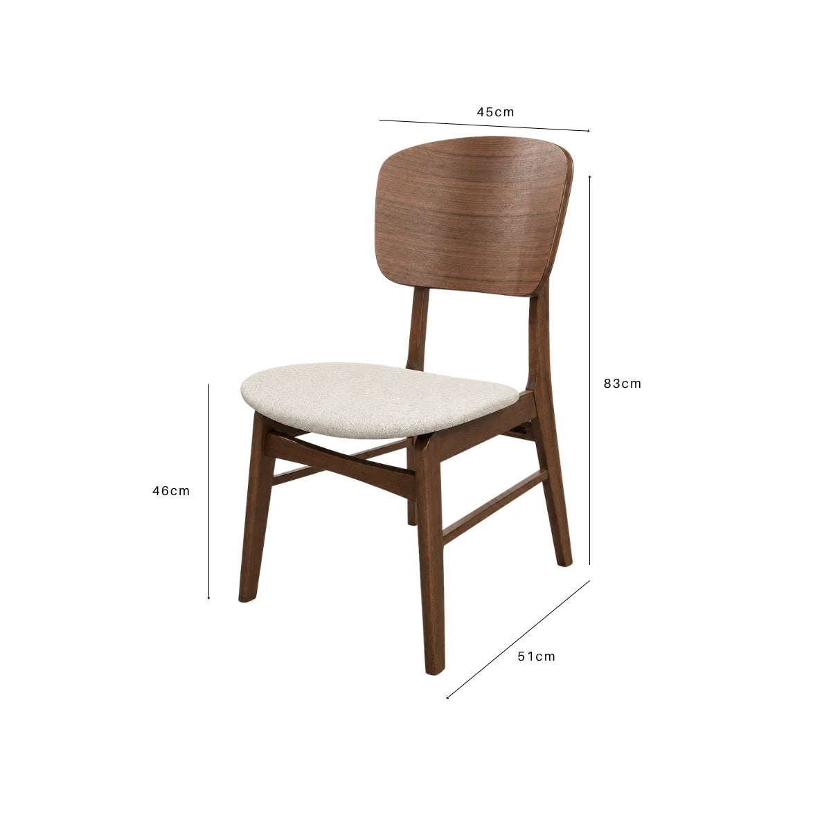 Kingswood Walnut Wooden Boucle Fabric Dining Chair