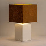 DI Designs Gesso White Ceramic & Neutral Shade Rectangle Table Lamp